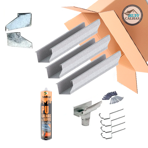 Kit Calha Americana tipo II Galvanizada 6m