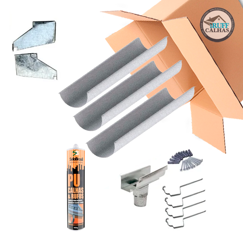 Kit Calha Platibanda Galvanizada 6m